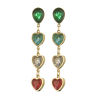 Picture of 1 Pair Vacuum Plating Retro Retro 18K Gold Plated 304 Stainless Steel & Rhinestone Tassel Heart Tassel Earrings For Women Party 4.8cm