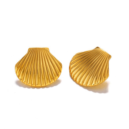 Picture of Vacuum Plating Simple & Casual Ocean Jewelry 18K Gold Plated 304 Stainless Steel Shell Earrings For Women Party