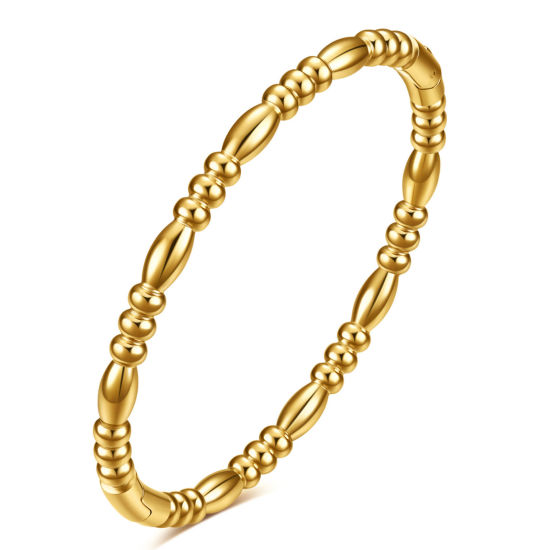 Bild von 1 Stück Vakuumbeschichtung Einfach und lässig Einfach 18K Vergoldet 304 Edelstahl Tropfen Glänzend Armband Für Frauen Frauentag 6cm Dia.