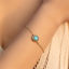 Picture of 1 Piece Eco-friendly Ethnic Style Boho Chic Bohemia 18K Real Gold Plated Blue Stone & Brass Link Cable Chain Round With Synthetic Gemstone Cabochons Bracelets For Women Party 16cm(6.3") long
