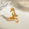 Picture of 1 Piece Eco-friendly Vacuum Plating Stylish Ocean Jewelry 18K Real Gold Plated 304 Stainless Steel Open Seahorse Animal Rings For Women Graduation 17mm(US Size 6.5)
