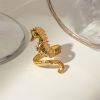 Picture of 1 Piece Eco-friendly Vacuum Plating Stylish Ocean Jewelry 18K Real Gold Plated 304 Stainless Steel Open Seahorse Animal Rings For Women Graduation 17mm(US Size 6.5)