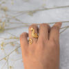Picture of 1 Piece Eco-friendly Vacuum Plating Stylish Ocean Jewelry 18K Real Gold Plated 304 Stainless Steel Open Seahorse Animal Rings For Women Graduation 17mm(US Size 6.5)