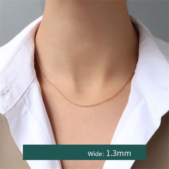 Imagen de 1 Unidad Respetuoso del Medio Ambiente Elegante Sencillo 18K Oro Real Chapado 304 Acero Inoxidable Cable Cadena Cruz Collares Para Mujeres 40cm longitud