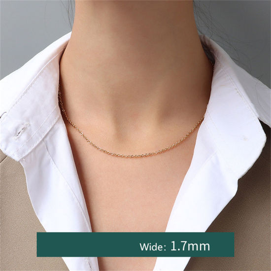 Imagen de 1 Unidad Respetuoso del Medio Ambiente Elegante Sencillo 18K Oro Real Chapado 304 Acero Inoxidable Cable Cadena Cruz Collares Para Mujeres 40cm longitud