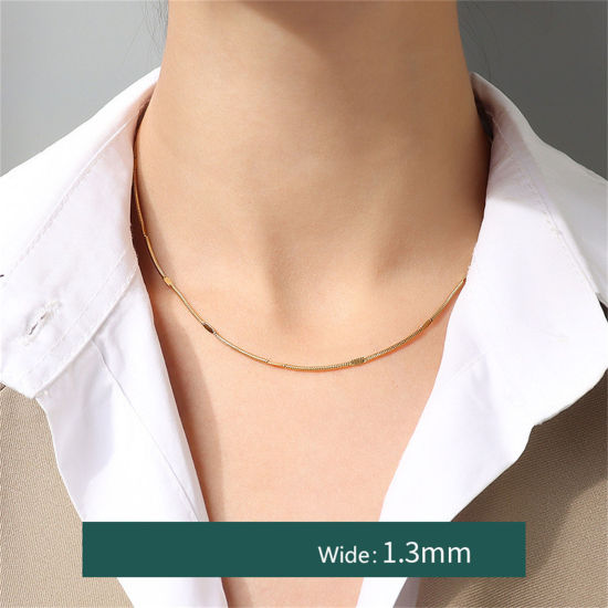 Imagen de 1 Unidad Respetuoso del Medio Ambiente Elegante Sencillo 18K Oro Real Chapado 304 Acero Inoxidable Cadena Serpiente Collares Para Mujeres 40cm longitud