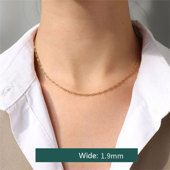 Imagen de 1 Unidad Respetuoso del Medio Ambiente Elegante Sencillo 18K Oro Real Chapado 304 Acero Inoxidable Cadena de Onda Collares Para Mujeres 40cm longitud