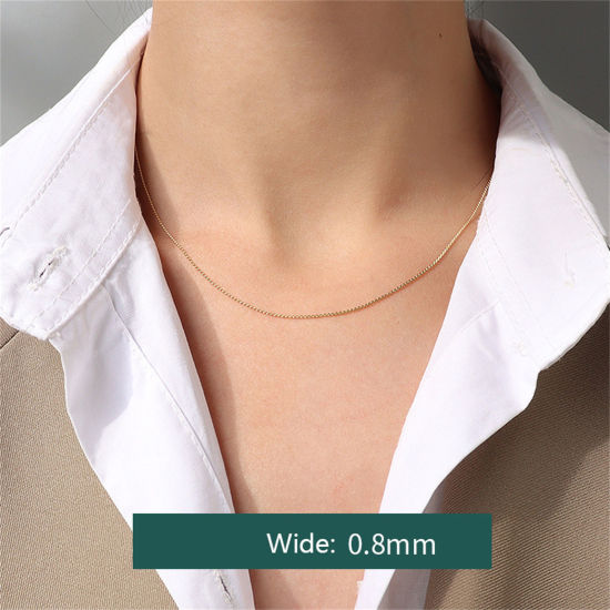 Imagen de 1 Unidad Respetuoso del Medio Ambiente Elegante Sencillo 18K Oro Real Chapado 304 Acero Inoxidable Cadena de Onda Collares Para Mujeres 40cm longitud