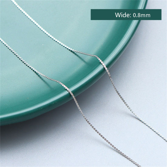 Imagen de 1 Unidad Respetuoso del Medio Ambiente Elegante Sencillo Tono de Plata 304 Acero Inoxidable Cadena de Onda Collares Para Mujeres 40cm longitud