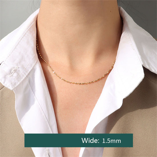 Imagen de 1 Unidad Respetuoso del Medio Ambiente Elegante Sencillo 18K Oro Real Chapado 304 Acero Inoxidable Cadenas Collares Para Mujeres 40cm longitud