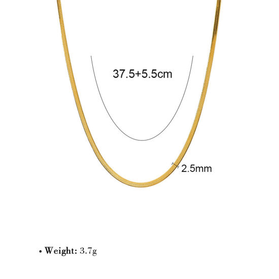 Image de 1 Pièce Colliers Chaîne Maille Serpent Plate Simple Respectueux de la Nature en 304 Acier Inoxydable Plaqué Or Véritable 18K 37.5cm long