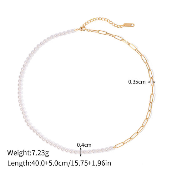 Imagen de 1 Unidad Respetuoso del Medio Ambiente Estilo Ins 18K Oro Real Chapado 304 Acero Inoxidable Catena di Fermagli Empalme Collares 40cm longitud