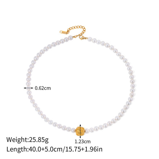 Imagen de 1 Unidad Respetuoso del Medio Ambiente Estilo Ins 18K Oro Real Chapado 304 Acero Inoxidable Imitación de perla Collares 40cm longitud