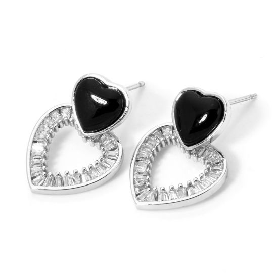 Picture of 1 Pair Eco-friendly Stylish & Casual Brass Heart Earrings For Women 22mm x 15mm