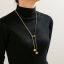 Immagine di 1 Pz Placcatura Sotto Vuoto PVD Ecologica Elegante Semplice 18K Vero Oro Placcato Acciaio Inossidabile Catena di Serpente Piatta Palla Collana Lunga Adatto Maglia Per Donne
