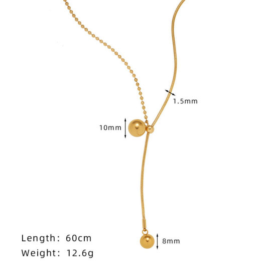 Imagen de 1 Unidad Recubrimiento al Vacío PVD Ecológico Elegante Sencillo 18K Oro Real Chapado Acero Inoxidable Cadena Serpiente Collar Jersey/Suéter Cadena larga Para Mujeres 60cm longitud