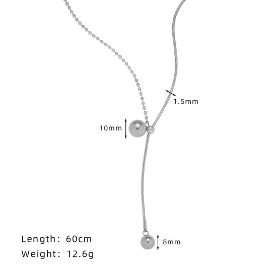 Imagen de 1 Unidad Elegante Sencillo Tono de Plata Acero Inoxidable Cadena Serpiente Collar Jersey/Suéter Cadena larga Para Mujeres 60cm longitud