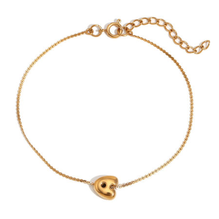 Image de 1 Pièce Bracelets Simple en Acier Inoxydable Revêtement sous Vide PVD Respectueux de l'Environnement Plaqué Or Véritable 18K Alphabet Majuscule Lettre Initiale Mots " A " Pour Femmes 15cm long