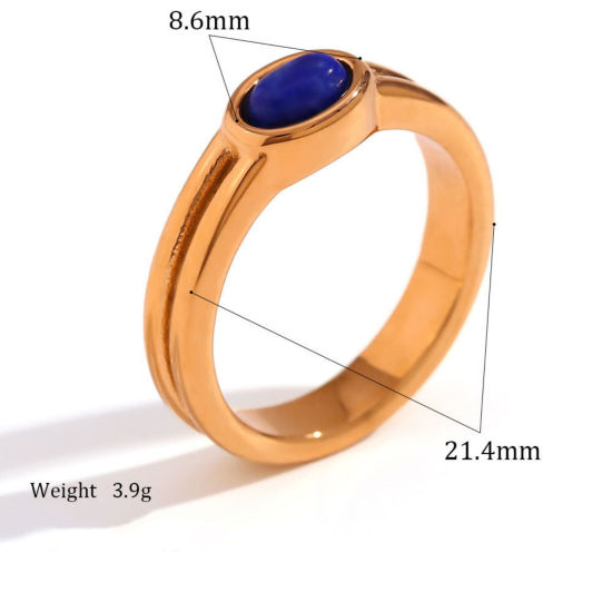 Picture of 1 Piece Eco-friendly PVD Vacuum Plating Stylish Simple 18K Real Gold Plated Stainless Steel Cubic Zirconia Rings For Women 17.3mm(US Size 7)