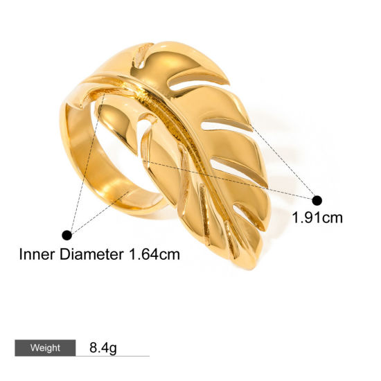 Изображение 1 Piece Eco-friendly PVD Vacuum Plating Stylish 18K Real Gold Plated Stainless Steel Open Rings For Women 16.3mm(US size 5.75)