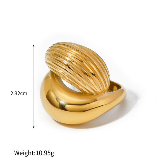 Изображение 1 Piece Eco-friendly PVD Vacuum Plating Stylish 18K Real Gold Plated Stainless Steel Open Rings For Women 17.3mm(US Size 7)