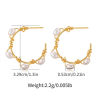 Picture of 1 Pair Eco-friendly Ins Style 18K Real Gold Plated Brass C Shaped Imitation Pearl Hoop Earrings For Women 3.3cm