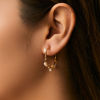 Picture of 1 Pair Eco-friendly Ins Style 18K Real Gold Plated Brass C Shaped Imitation Pearl Hoop Earrings For Women 3.3cm