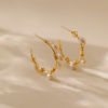 Picture of 1 Pair Eco-friendly Ins Style 18K Real Gold Plated Brass C Shaped Imitation Pearl Hoop Earrings For Women 3.3cm