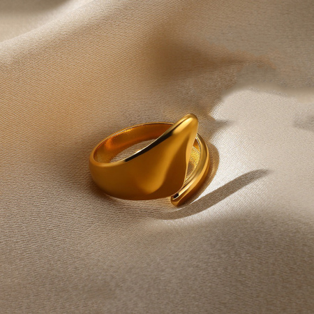 Imagen de 1 Unidad Recubrimiento al Vacío PVD Ecológico Elegante Sencillo Chapado en Oro de 18K 304 Acero Inoxidable Abierto Anillos Para Mujeres 17mm (US size 6.5)
