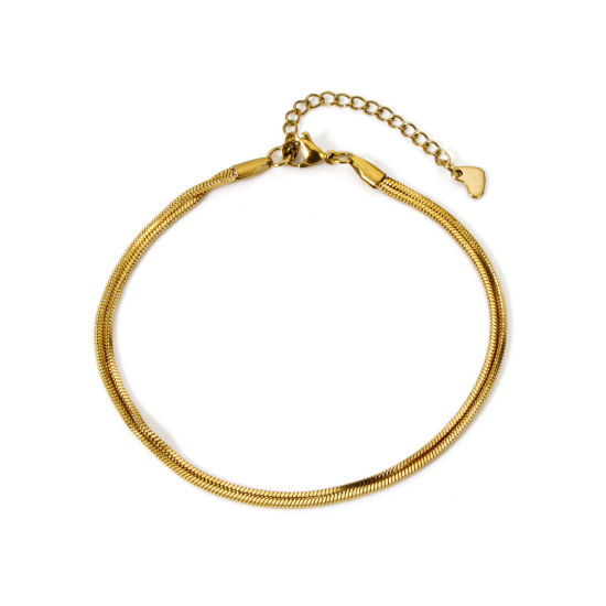 Immagine di 1 Pz Ecologico Elegante Elegante Placcato Oro 18K 304 Acciaio Inossidabile Catena di Serpente Cavigliera Multistrato A Strati Per Donne Festa 22cm Lunghezza