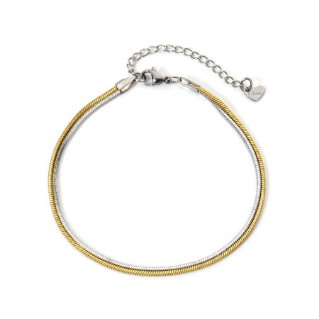Picture of 1 Piece Eco-friendly Dainty Stylish Silver Tone & 18K Gold Plated 304 Stainless Steel Snake Chain Multilayer Layered Anklet For Women Party 22cm(8.7") long