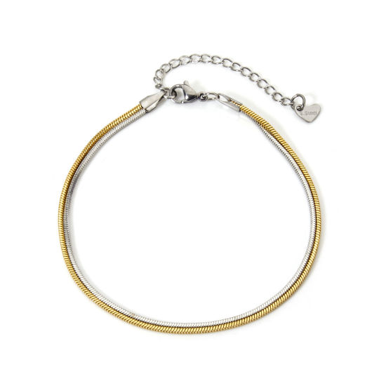 Immagine di 1 Pz Ecologico Elegante Elegante Argento e Placcato Oro 18K 304 Acciaio Inossidabile Catena di Serpente Cavigliera Multistrato A Strati Per Donne Festa 22cm Lunghezza