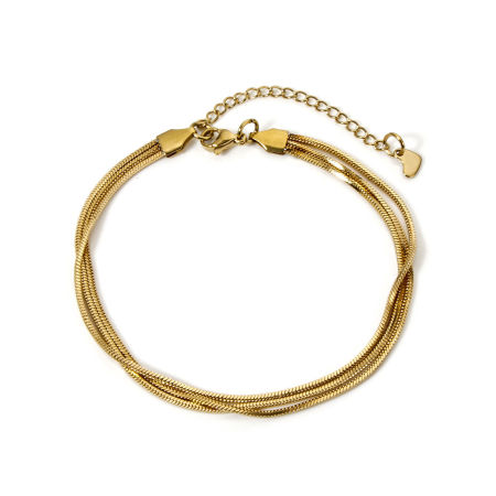 Picture of 1 Piece Eco-friendly Dainty Stylish 18K Gold Plated 304 Stainless Steel Snake Chain Multilayer Layered Anklet For Women Party 22.5cm(8 7/8") long