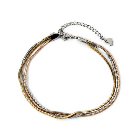 Picture of 1 Piece Eco-friendly Dainty Stylish Multicolor 304 Stainless Steel Snake Chain Multilayer Layered Anklet For Women Party 22.5cm(8 7/8") long