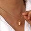 Bild von 1 Strang Umweltfreundliche PVD-Vakuumbeschichtung Stilvoll Einfach 18K Echtgold plattiert 304 Edelstahl Kreuz Gliederketten Rechteck Quadrat Anhänger Halskette Für Frauen Geschenk 45cm + 5cm lang
