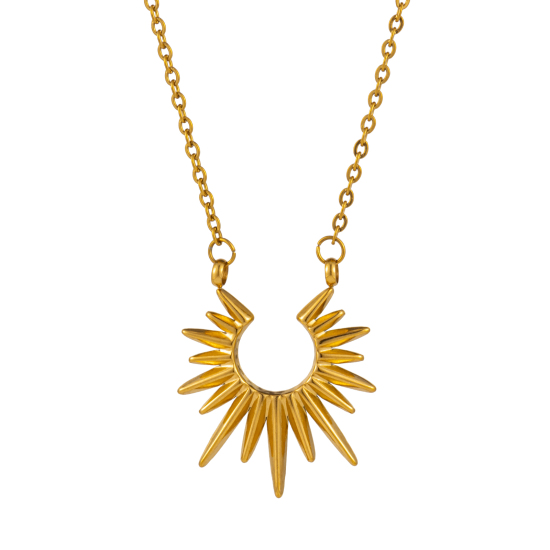 Immagine di 1 Pz Placcatura Sottovuoto Ecologica Elegante Galassia Oro Placcato 304 Acciaio Inossidabile Catena a Cavo Sole Collana con Ciondolo Per Donne Regalo 47cm + 4.5cm Lunghezza