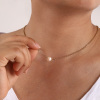 Picture of 1 Piece Eco-friendly PVD Vacuum Plating Dainty Stylish Gold Plated Peachy Beige 304 Stainless Steel & Natural Pearl Link Cable Chain Baroque Pendant Charm Necklace For Women Gift 47cm(18.5") + 5cm(2") long