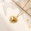 Picture of 1 Piece Eco-friendly PVD Vacuum Plating Bohemia Boho Religious 18K Real Gold Plated 304 Stainless Steel Link Cable Chain Ex Voto Heart Pendant Charm Necklace Unisex Gift 45cm(17.7") + 5cm(2") long