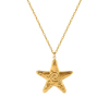 Picture of 1 Piece Eco-friendly PVD Vacuum Plating Stylish Ocean Jewelry 18K Real Gold Plated 304 Stainless Steel Link Cable Chain Star Fish Spiral Pendant Charm Necklace Unisex Gift 45cm(17.7") + 5cm(2") long