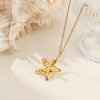 Picture of 1 Piece Eco-friendly PVD Vacuum Plating Stylish Ocean Jewelry 18K Real Gold Plated 304 Stainless Steel Link Cable Chain Star Fish Spiral Pendant Charm Necklace Unisex Gift 45cm(17.7") + 5cm(2") long