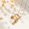 Picture of 1 Piece Eco-friendly Vacuum Plating Exquisite Ocean Jewelry Gold Plated Peachy Beige 304 Stainless Steel & Natural Pearl Link Cable Chain Tortoise Animal Fish Can Open Pendant Charm Necklace For Women Gift 48cm(18.9") + 5cm(2") long