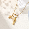 Picture of 1 Piece Eco-friendly Vacuum Plating Exquisite Ocean Jewelry Gold Plated Peachy Beige 304 Stainless Steel & Natural Pearl Link Cable Chain Tortoise Animal Fish Can Open Pendant Charm Necklace For Women Gift 48cm(18.9") + 5cm(2") long