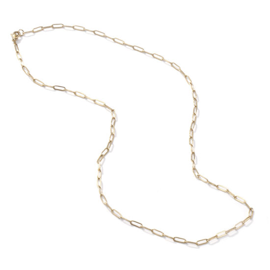 Picture of 1 Piece Eco-friendly PVD Vacuum Plating Minimalist 18K Gold Plated 304 Stainless Steel Paperclip Link Chain Necklace 60cm(23.6") long, Chain Size: 3mm