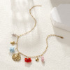 Picture of 1 Piece Eco-friendly Vacuum Plating Sweet & Cute Stylish 18K Real Gold Plated Multicolor 304 Stainless Steel & Natural Pearl & Ceramics & Lampwork Glass Link Cable Chain Sun Marine Animal Pendant Charm Necklace For Women Gift 42cm(16.5") + 5cm(2") long