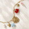 Picture of 1 Piece Eco-friendly Vacuum Plating Sweet & Cute Stylish 18K Real Gold Plated Multicolor 304 Stainless Steel & Natural Pearl & Ceramics & Lampwork Glass Link Cable Chain Sun Marine Animal Pendant Charm Necklace For Women Gift 42cm(16.5") + 5cm(2") long