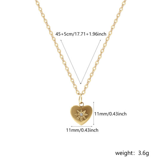 Изображение 1 ШТ Экологичное вакуумное PVD-покрытие Изысканный галактика 18K настоящее золото с покрытием 304 Из Нержавеющей Стали Горный Хрусталь Кабельные Цепи Сердце Звезда Ожерелье с подвеской Для женщин подарок 45см + 5см длина