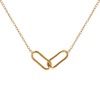 Picture of 1 Piece Eco-friendly PVD Vacuum Plating Stylish Simple 18K Real Gold Plated 304 Stainless Steel Link Cable Chain Oval Hollow Pendant Charm Necklace Unisex Gift 42cm(16.5") + 8cm(3.1") long