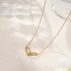 Picture of 1 Piece Eco-friendly PVD Vacuum Plating Stylish Simple 18K Real Gold Plated 304 Stainless Steel Link Cable Chain Oval Hollow Pendant Charm Necklace Unisex Gift 42cm(16.5") + 8cm(3.1") long