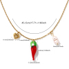 Picture of 1 Piece Eco-friendly PVD Vacuum Plating Natural Pastoral Cute 18K Real Gold Plated 304 Stainless Steel & Natural Pearl Link Cable Chain Red Lampwork Glass Chili Heart Pendant Charm Necklace For Women Gift 45cm(17.7") + 5cm(2") long