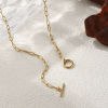 Picture of 1 Piece Eco-friendly PVD Vacuum Plating Minimalist 18K Real Gold Plated 304 Stainless Steel Paperclip Link Chain With Toggle Clasp Necklace Unisex Gift 45cm(17.7") long